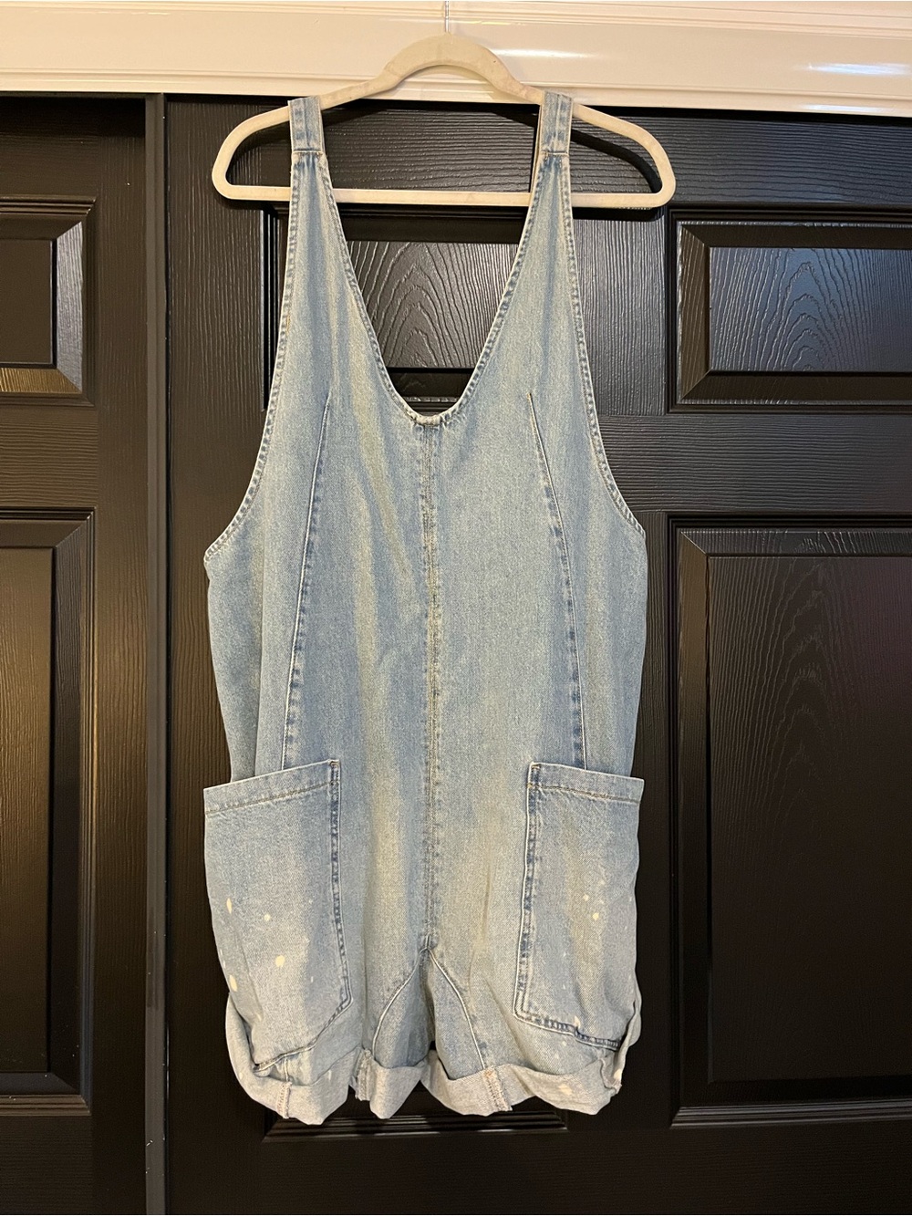We The Free Light Blue Denim Romper Overalls